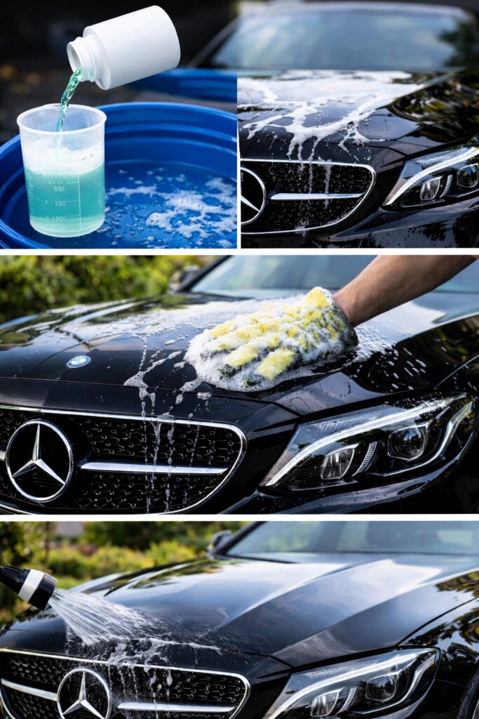 Anwendung autoshampoo