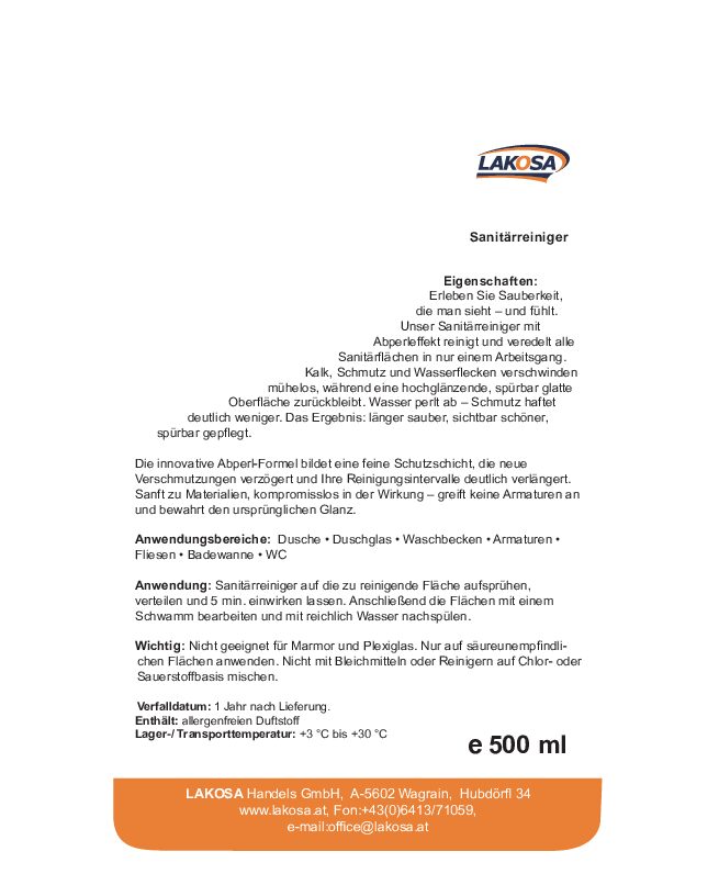 Sanitärreiniger mit Abperleffekt 500 ml – Bild 2